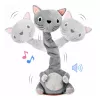 LEAN TOYS Plüschtanzkatze interaktives Spielzeug mit Musik und Geräuschen Maskottchen Grau