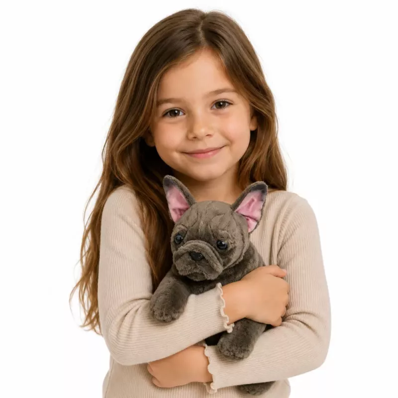 LEAN TOYS Plüschtier Französische Bulldogge Braun 22 cm