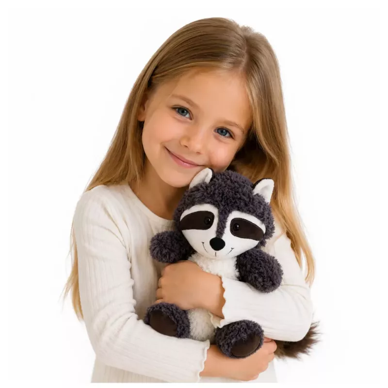 LEAN TOYS Plüschtier Kuscheltier Waschbär Weiß und Grau 25 cm