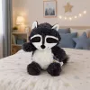 LEAN TOYS Plüschtier Kuscheltier Waschbär Weiß und Grau 25 cm