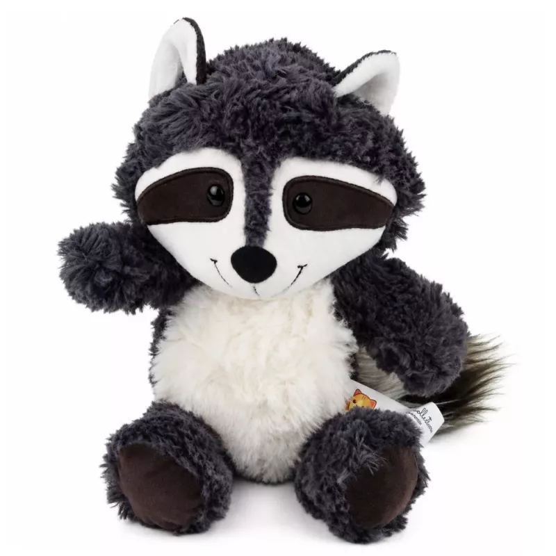 LEAN TOYS Plüschtier Kuscheltier Waschbär Weiß und Grau 25 cm