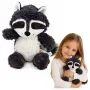 LEAN TOYS Plüschtier Kuscheltier Waschbär Weiß und Grau 25 cm