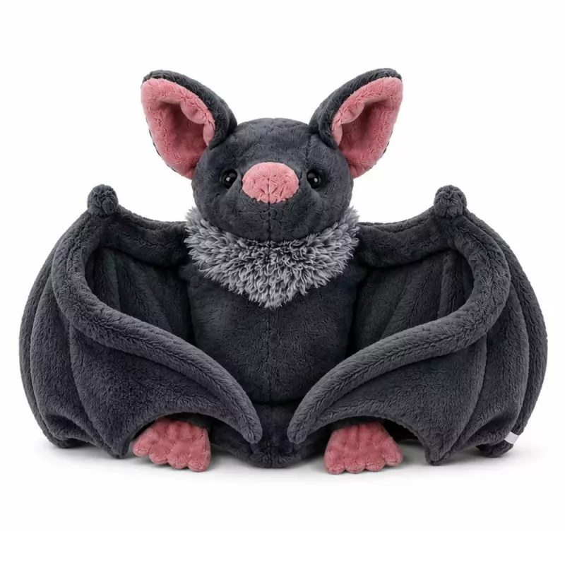 LEAN TOYS Plüschtier Fledermaus mit faltbaren Flügeln Grau 57 cm