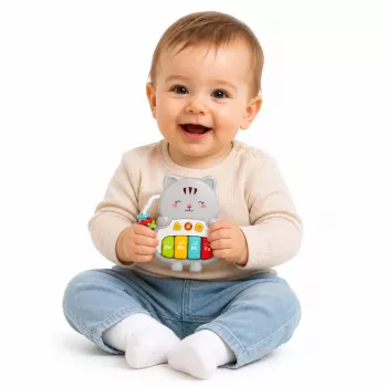LEAN TOYS Musikspielzeug Katzenklavier Pädagogisch für Kleinkinder Melodien Geräusche