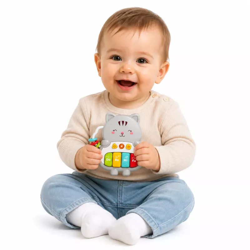 LEAN TOYS Musikspielzeug Katzenklavier Pädagogisch für Kleinkinder Melodien Geräusche