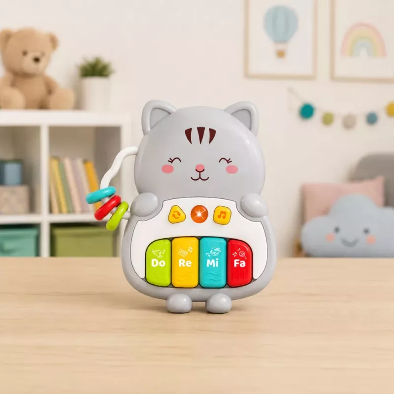 LEAN TOYS Musikspielzeug Katzenklavier Pädagogisch für Kleinkinder Melodien Geräusche
