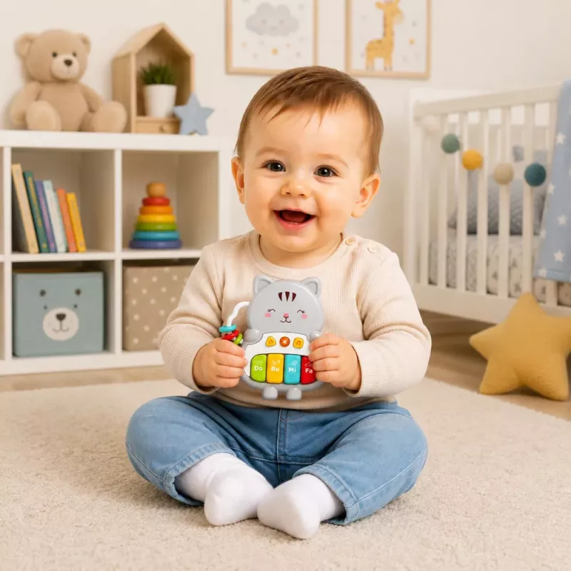 LEAN TOYS Musikspielzeug Katzenklavier Pädagogisch für Kleinkinder Melodien Geräusche