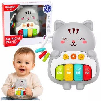 LEAN TOYS Musikspielzeug Katzenklavier Pädagogisch für Kleinkinder Melodien Geräusche