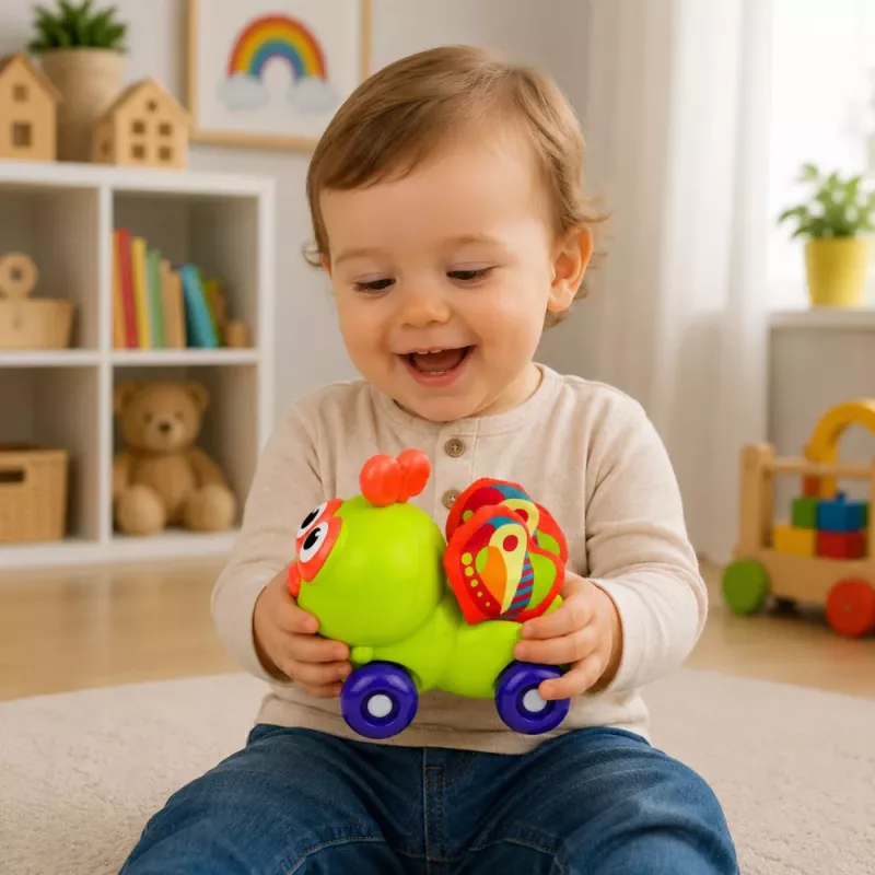 LEAN TOYS Interaktives Bienen-Sensorik-Auto-Spielzeug für Kleinkinder Grün