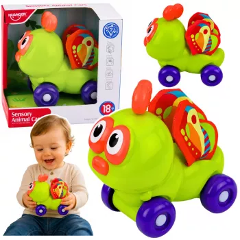 LEAN TOYS Interaktives Bienen-Sensorik-Auto-Spielzeug für Kleinkinder Grün
