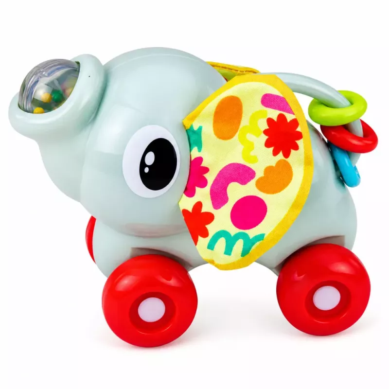 LEAN TOYS Interaktives sensorisches Spielzeug Elefantenauto für Kleinkinder Grau