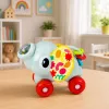 LEAN TOYS Interaktives sensorisches Spielzeug Elefantenauto für Kleinkinder Grau
