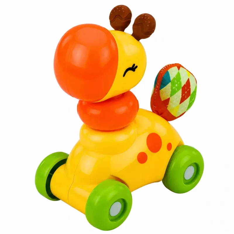 LEAN TOYS Interaktives sensorisches Spielzeug Giraffenauto für Kleinkinder Gelb