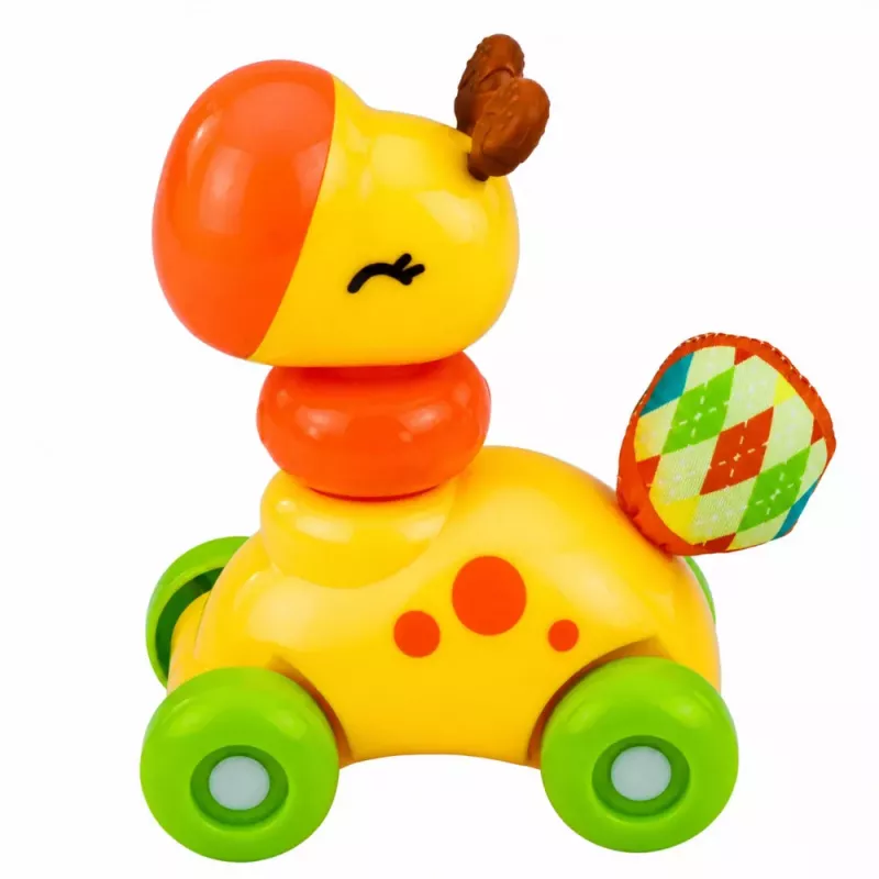 LEAN TOYS Interaktives sensorisches Spielzeug Giraffenauto für Kleinkinder Gelb