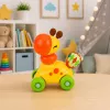 LEAN TOYS Interaktives sensorisches Spielzeug Giraffenauto für Kleinkinder Gelb