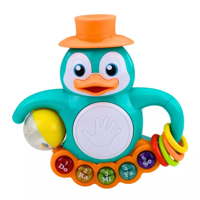LEAN TOYS Interaktives Spielzeug Pinguin Klavier Trommel Perlen Rasselball
