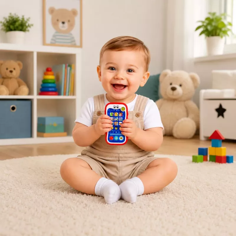 LEAN TOYS Interaktives Lernspielzeug-Telefon für Kleinkinder mit Tiergeräuschen und Lichtern