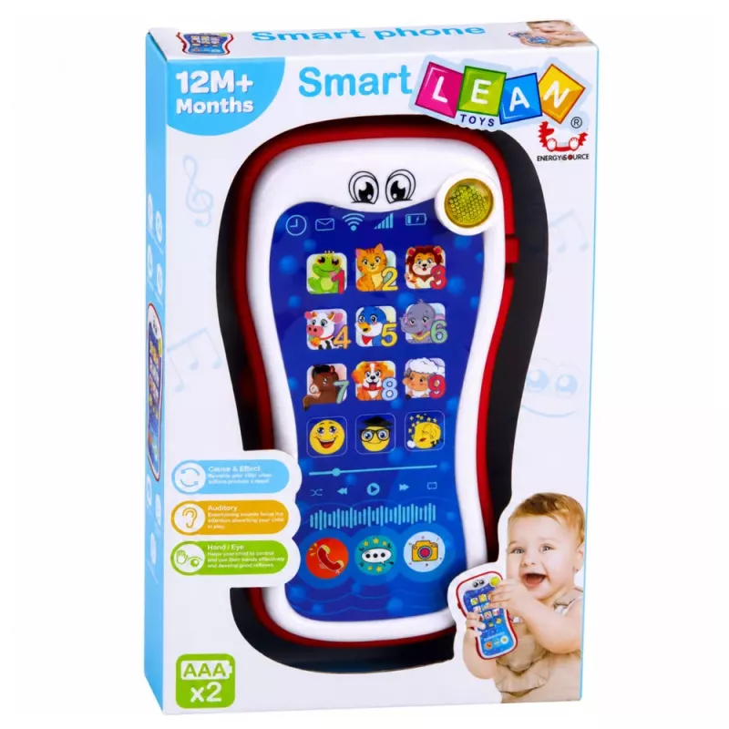 LEAN TOYS Interaktives Lernspielzeug-Telefon für Kleinkinder mit Tiergeräuschen und Lichtern