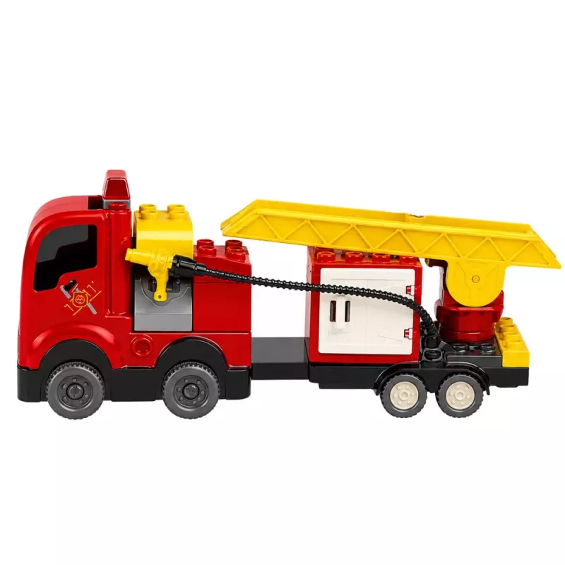 LEAN TOYS Feuerwehr motorisierter Feuerwehr-LKW Feuerwehrfigur Bausteine-Set
