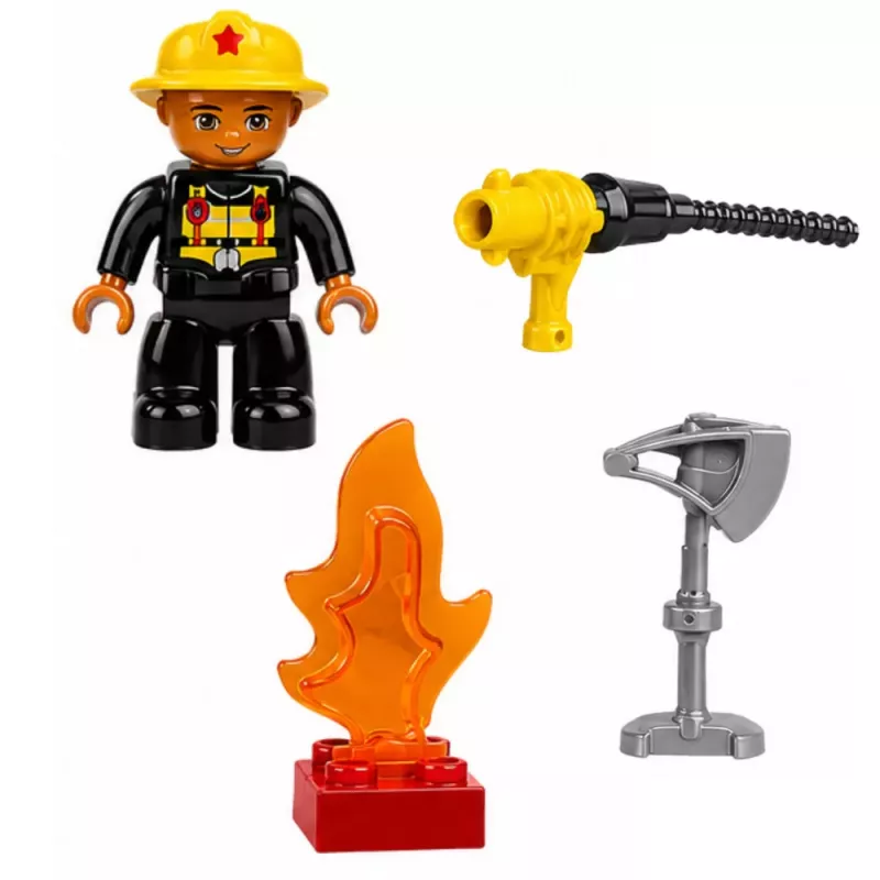 LEAN TOYS Feuerwehr motorisierter Feuerwehr-LKW Feuerwehrfigur Bausteine-Set