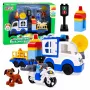 LEAN TOYS City Police Car Set mit motorisierten Bausteinen, Figuren, Zubehör