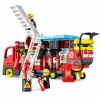 LEAN TOYS Klappbarer Feuerwehr-LKW Bauklötze-Set mit Feuerwehrfiguren, Licht & Sound, 94 Teile