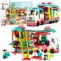 LEAN TOYS Faltwohnwagen Bausteine Figuren Lichter Geräusche 98 Teile