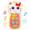 LEAN TOYS Interaktives Baby-Telefon Katze Spiegel Rassel Licht Sound