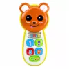 LEAN TOYS Interaktives Baby-Telefon Teddybär mit Spiegel, Rassel, Lichtern und Geräuschen