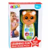 LEAN TOYS Interaktives Baby-Telefon Teddybär mit Spiegel, Rassel, Lichtern und Geräuschen