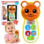 LEAN TOYS Interaktives Baby-Telefon Teddybär mit Spiegel, Rassel, Lichtern und Geräuschen