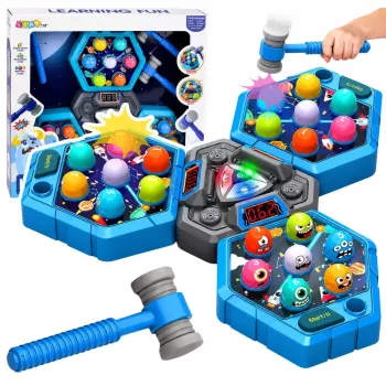 LEAN TOYS Whack-A-Mole Creatures Arcade Game für 3 Spieler, 3 Modi, leuchtende Hämmer
