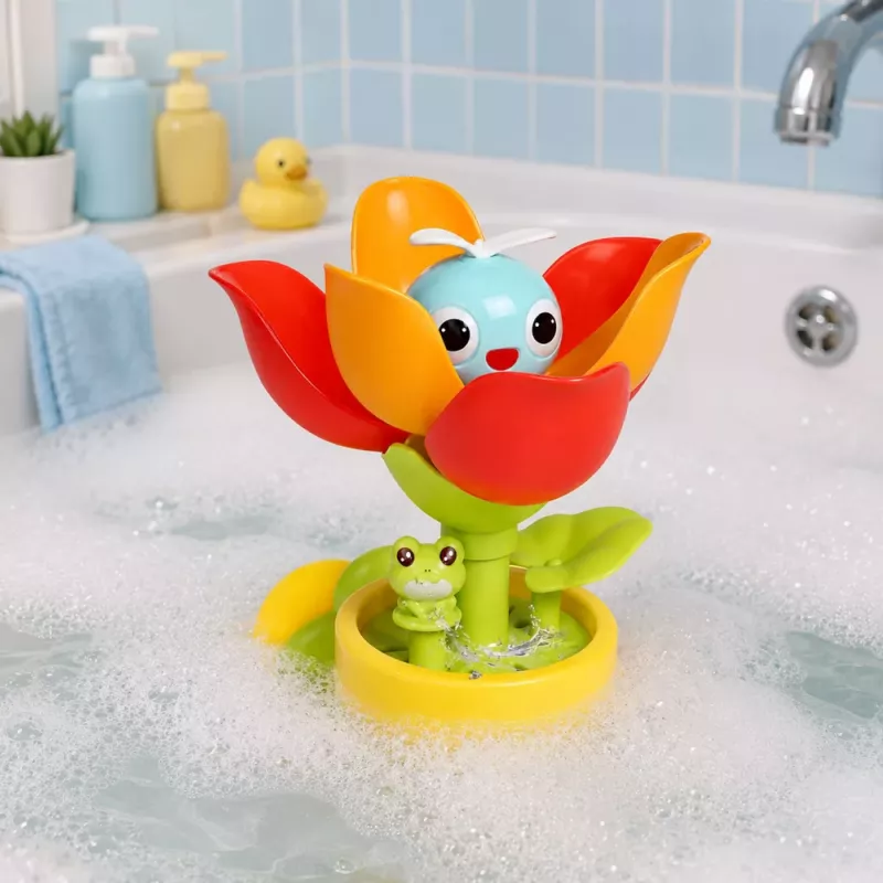 LEAN TOYS Badespielzeug Tulpen-Blumentopf Gießkanne Wasserfontäne