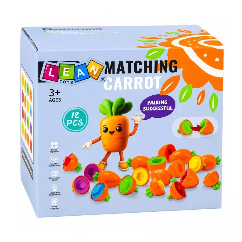 LEAN TOYS Pädagogischer Karotten-Sortierer Formen Farben Zuordnen 12 Teile