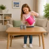 LEAN TOYS Kinder-Wasserkocher mit Tassen-Set, Kochgeräusche, Lichter, Pink