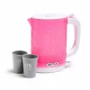 LEAN TOYS Kinder-Wasserkocher mit Tassen-Set, Kochgeräusche, Lichter, Pink