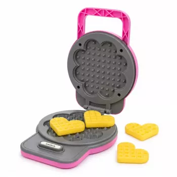 LEAN TOYS Waffle Maker für Kinder - Waffeln mit farbwechselnden Lichtern und Geräuschen - Pink