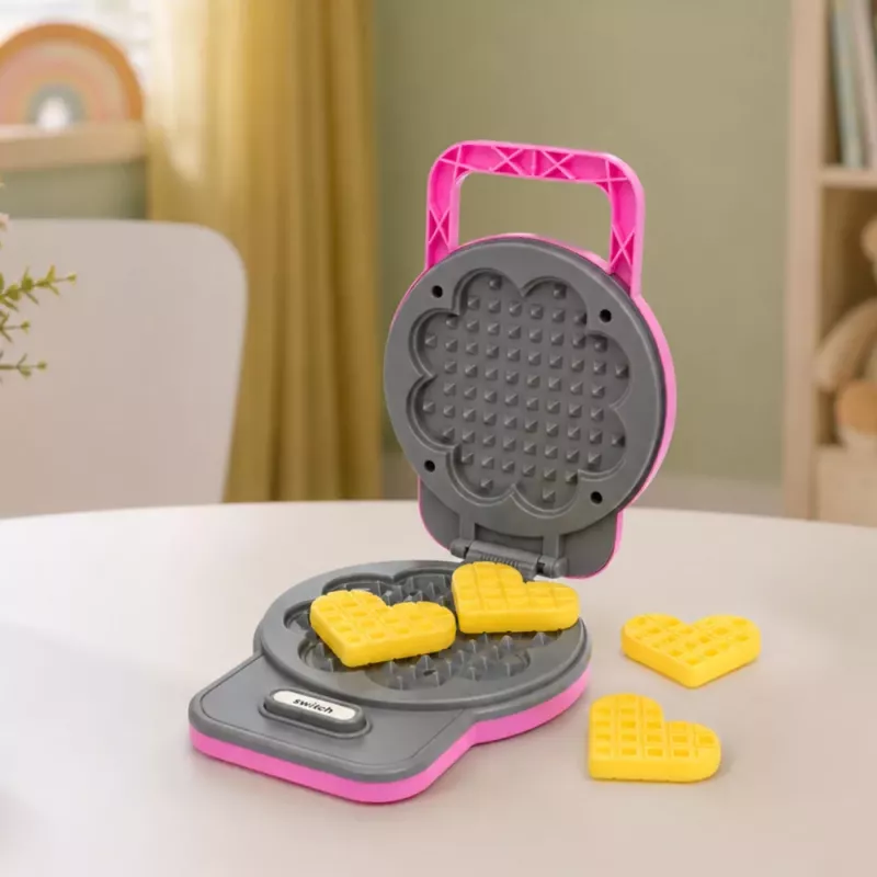 LEAN TOYS Waffle Maker für Kinder - Waffeln mit farbwechselnden Lichtern und Geräuschen - Pink