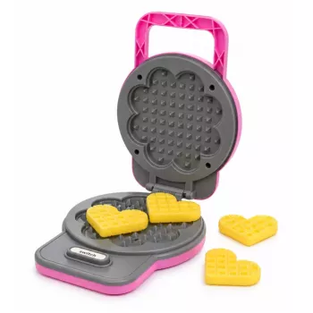 LEAN TOYS Küchenset Waffelmaschine Mixer mit auswechselbaren Aufsätzen Lichter Geräusche Pink