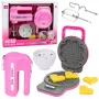 LEAN TOYS Küchenset Waffelmaschine Mixer mit auswechselbaren Aufsätzen Lichter Geräusche Pink