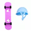 LEAN TOYS Anlily Puppe mit lila Skateboard, Helm und langem Sweatshirt-Set