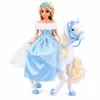 LEAN TOYS Anlily Puppe auf einem weißen Pferd Prinzessin in blauem Kleid Zubehör