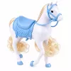 LEAN TOYS Anlily Puppe auf einem weißen Pferd Prinzessin in blauem Kleid Zubehör