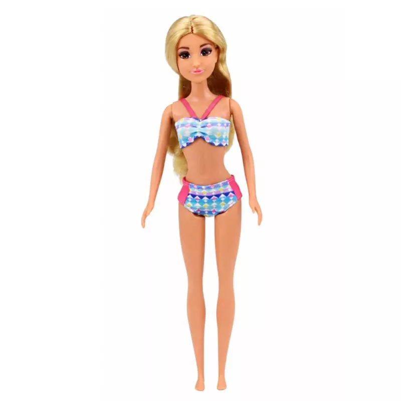 LEAN TOYS Anlily Puppe im Pool mit Rutsche Palme Strandzubehör Set