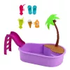 LEAN TOYS Anlily Puppe im Pool mit Rutsche Palme Strandzubehör Set