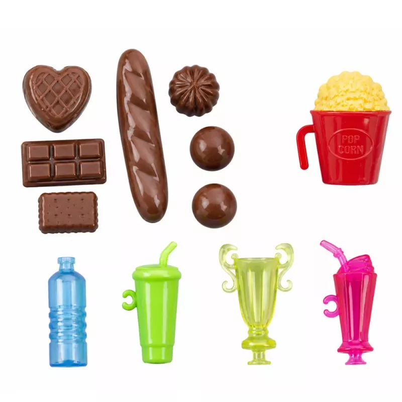 LEAN TOYS Anlily Puppe Verkäuferin mit Getränke- und Snackstand Zubehörset