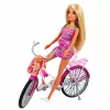 LEAN TOYS Anlily Puppe im rosa Kleid mit Fahrrad und Babysitz Set