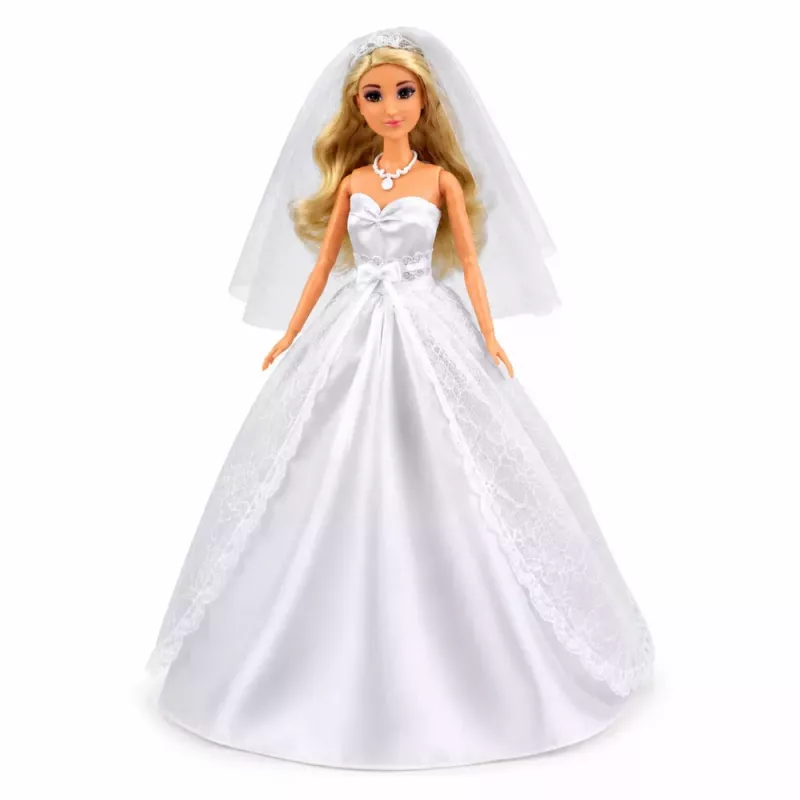 LEAN TOYS Anlily Brautpuppe im weißen Hochzeitskleid mit Spitzenaccessoires-Set
