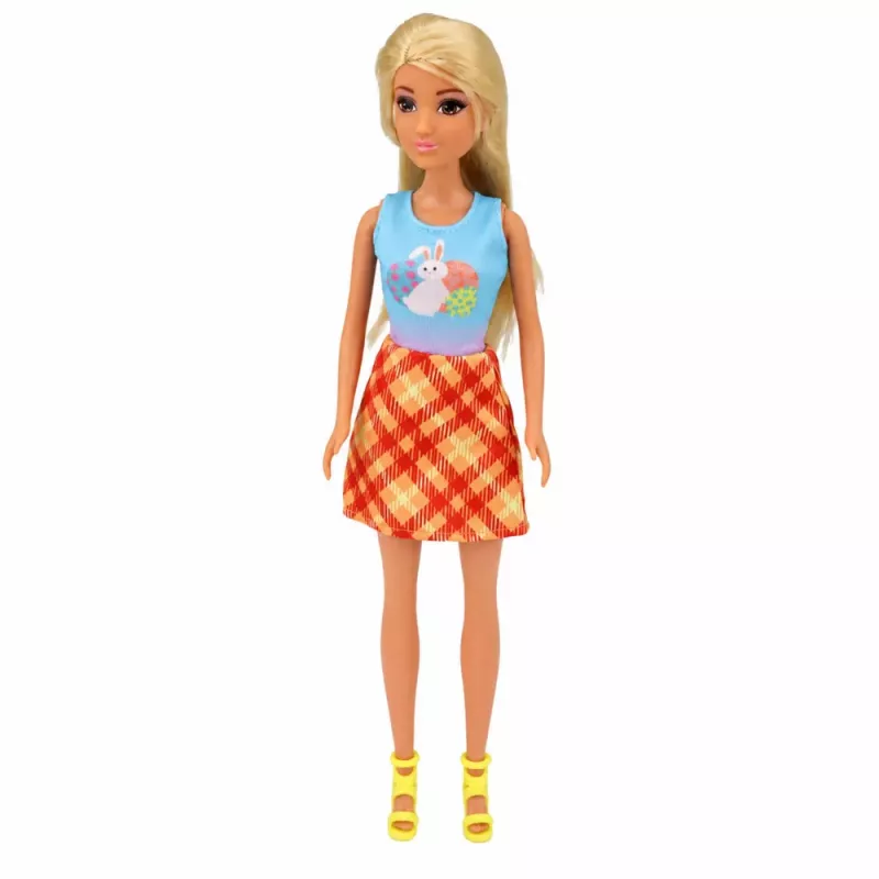 LEAN TOYS Anlily Puppe mit weißem Hasen und Karotten Karottenständer-Set