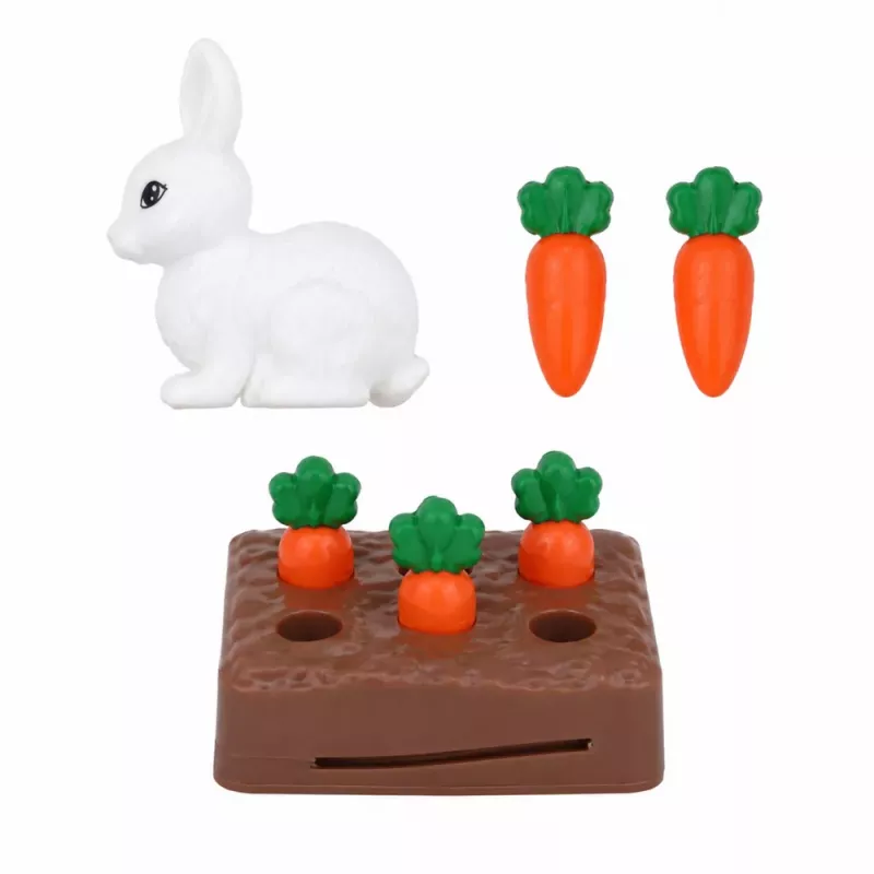 LEAN TOYS Anlily Puppe mit weißem Hasen und Karotten Karottenständer-Set